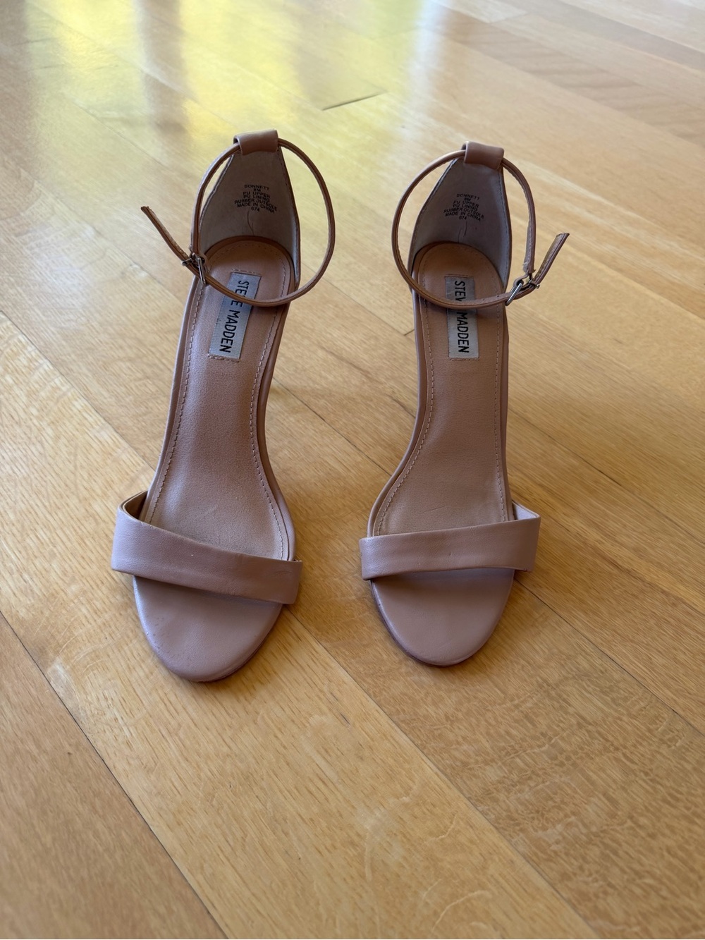 Steve Madden Nude-Tan Ankle-Strap Heeled Sandals